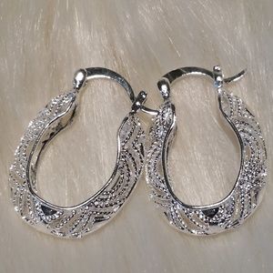 Silver Filigree Hoop Earrings